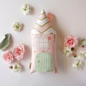 Pink Tooth Fairy House Pillow: Personalized Keepsake with Secret Fairy Pocket