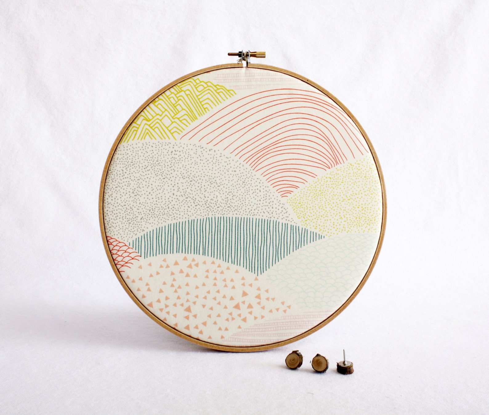 Modern Landscape Cork Memo Board Embroidery Hoop Real Wood Etsy