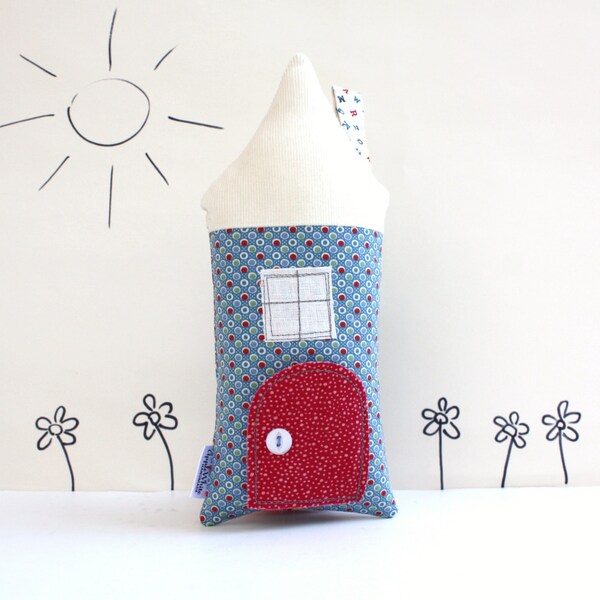 Stuffed Toy, Tooth Fairy Pillow, Cottage, Open the Door, Blue, Boy, Girl, Children, Toy, Cotton, Keepsake, Kids