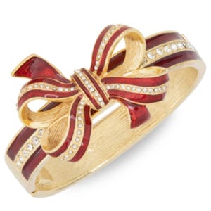 Pulsera con lazo rojo atado, pavé y purpurina