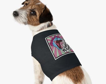 Camiseta para mascotas "Mongo está horrorizado" / Camiseta sin mangas para perros con diseño de dinosaurio