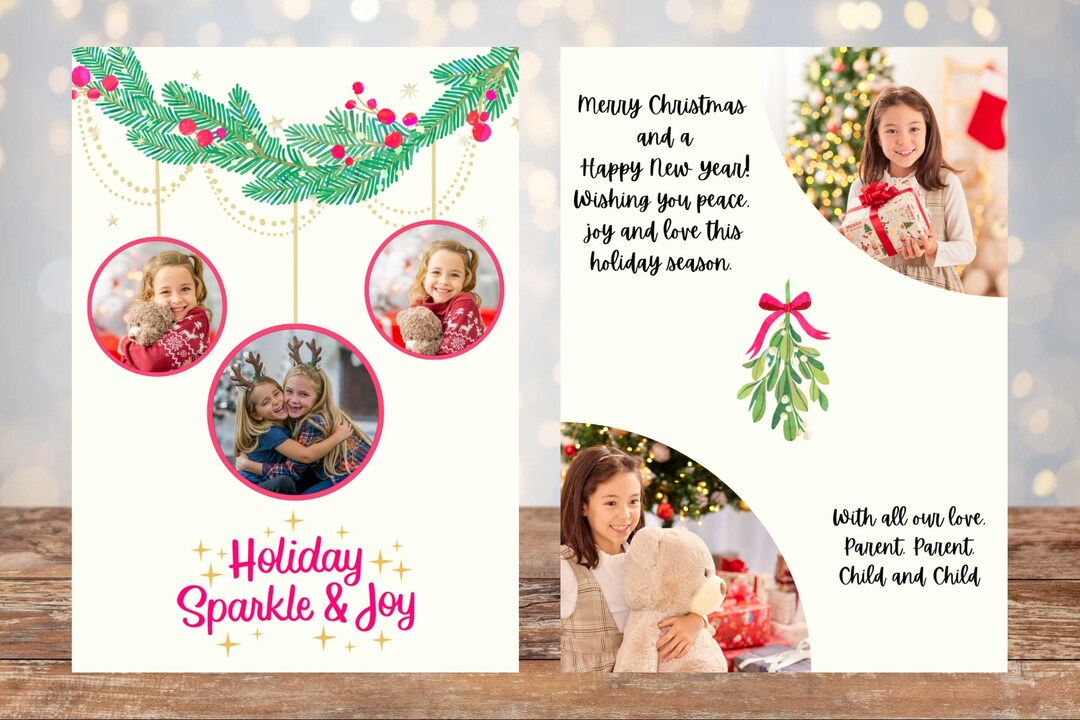 Holiday Sparkle and Joy Holiday Card Template Holiday Photo Card