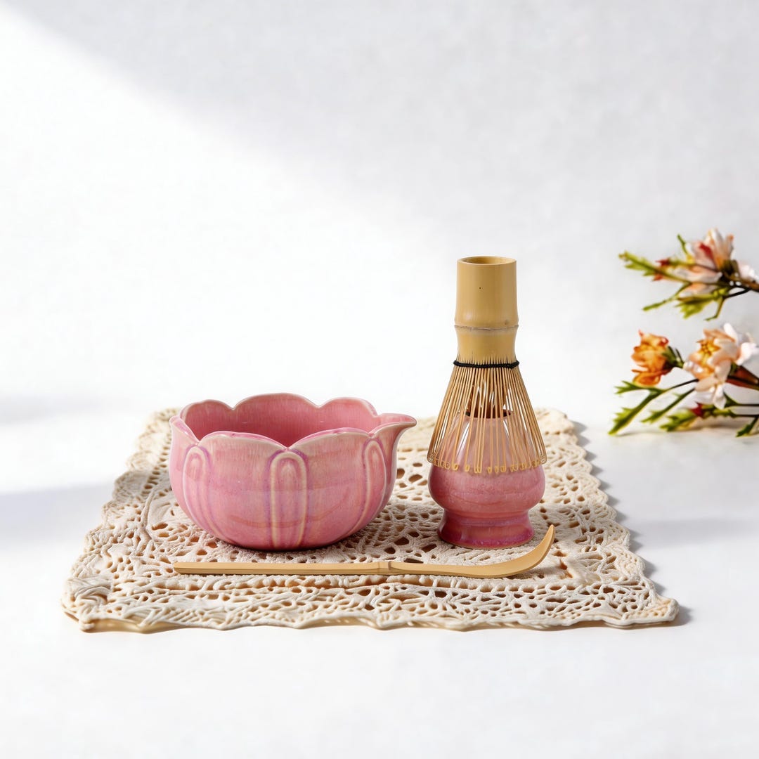Handmade Pink Lotus Matcha Bowl Set, Flower Shaped Ceramic Chawan With Bamboo Whisk, Japanese Tea Ceremony Matcha Kit Gift for Tea Lovers - Etsy