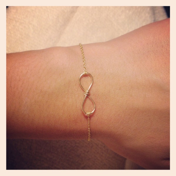 Dainty Infinity Bridesmaid Bracelet - 14k Gold-plated, Gold-filled, Rose-Gold, & Sterling Silver