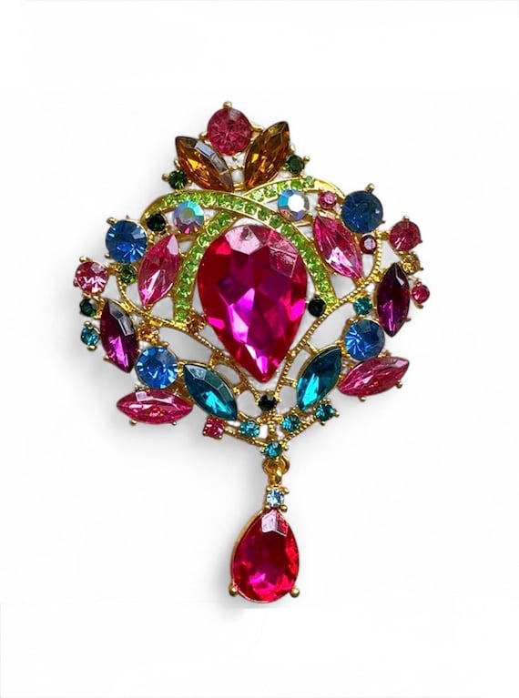 Flower Brooch, AB Crystal and multicolor brooch - image 1