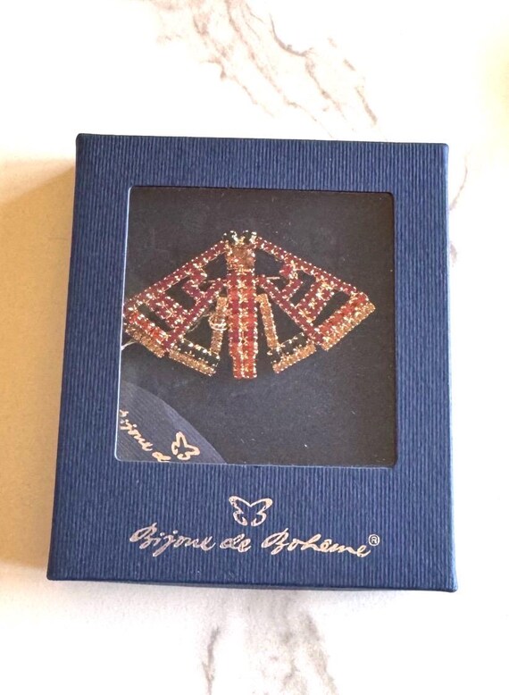 NWT Vintage Bijoux de Bohême Butterfly Brooch Swarovski Crystals Rare Designer Insect Pin MCM Retro Whimsical Statement Gift For Her View 2