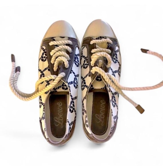 Vintage Loewe Nautical Rope Print Canvas Sneakers – Luxury Spanish Trainers