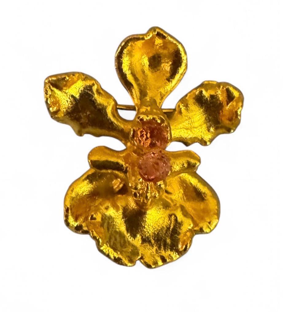 シンガポール 花の カットアウト ペンダントトップ 金鍍金仕上 新品 です Singapore orchid brooch - Etsy 日本