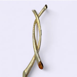 1950s 1960s Vintage Judy Lee Signed Twigs Brooch Brushed Gold Tone Leaf Pin Mid Century Botanical Jewelry Retro Nature Suit Accessory