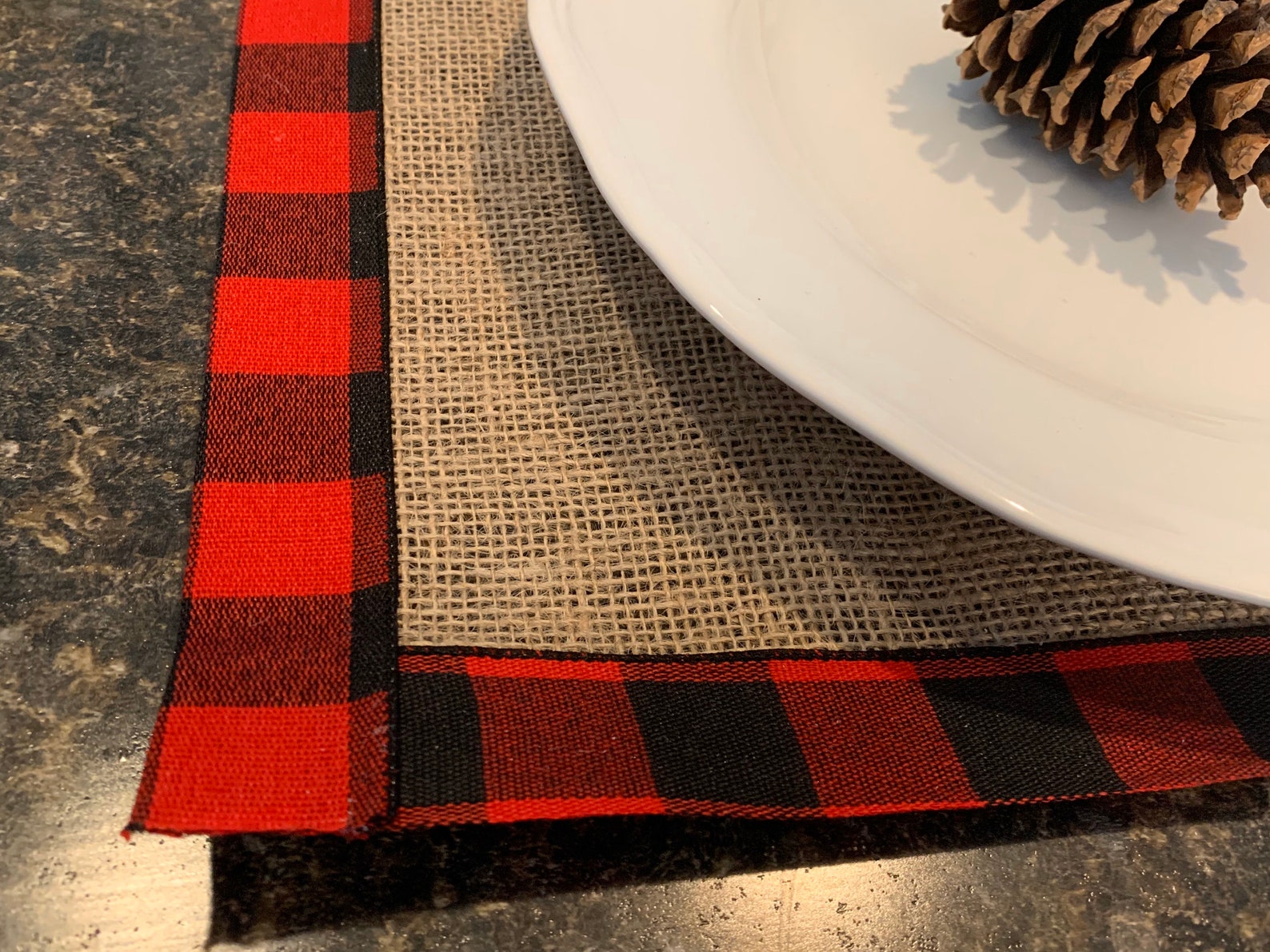 Buffalo Plaid Burlap Placemats Set OF 2 Red Black Etsy