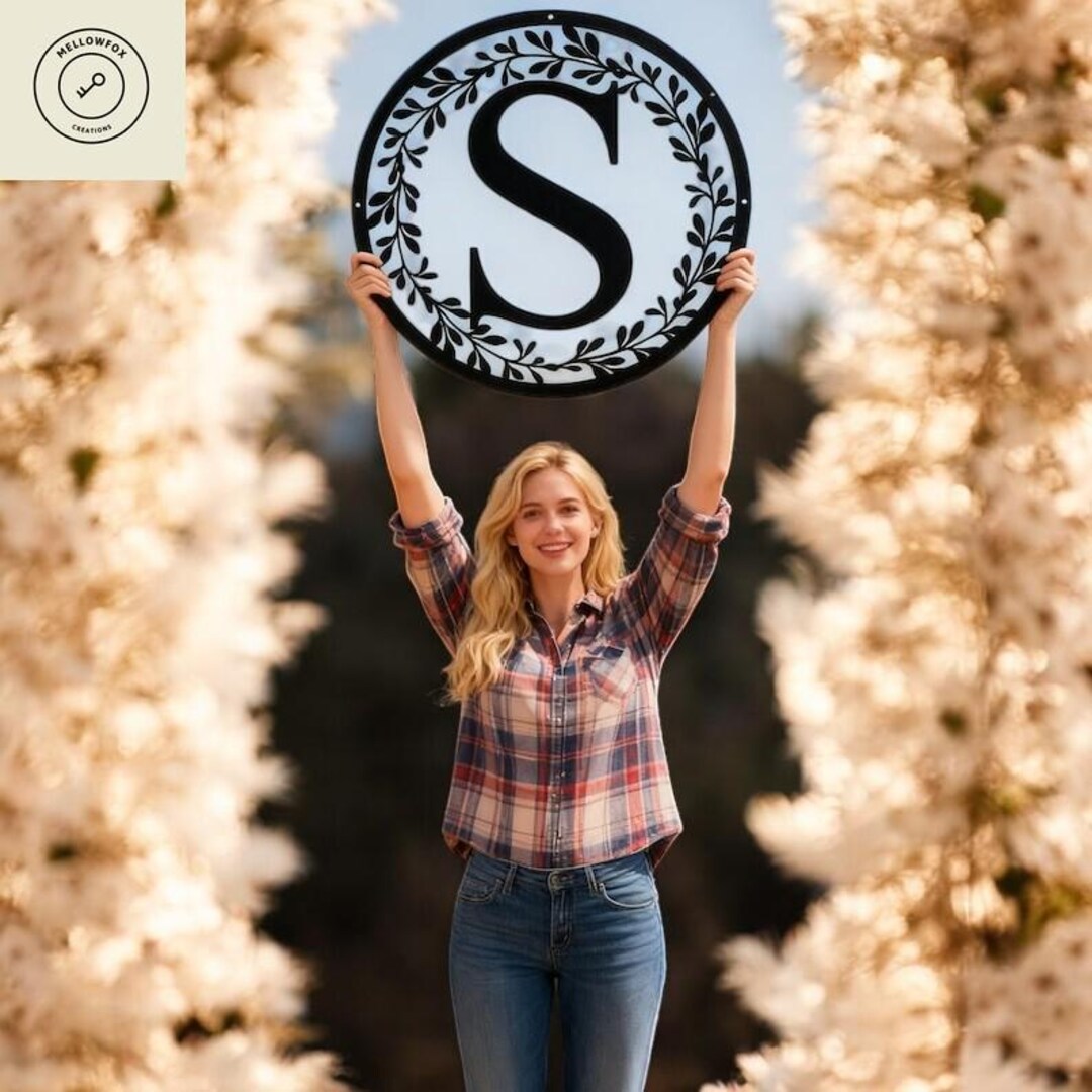 Custom Metal Monogram Wall Art, Personalized Initial Letter Sign With ...