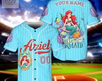 Disney Ariel Baseball Jersey, The Little Mermaid Jersey, Princess Ariel Custom Name Baseball Shirt, Disney Princess Mermaid Jersey