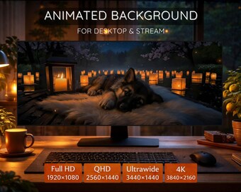 Gezellige slapende puppy Live Wallpaper | Jaren 30 Smooth Loop + Ultrawide | Geanimeerde bureaublad- en streamachtergrond