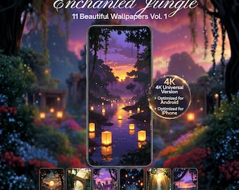 11 betoverende jungle-telefoonachtergronden | Hoge resolutie iPhone- en Android-vergrendelscherm | Bundel magische natuurachtergrond