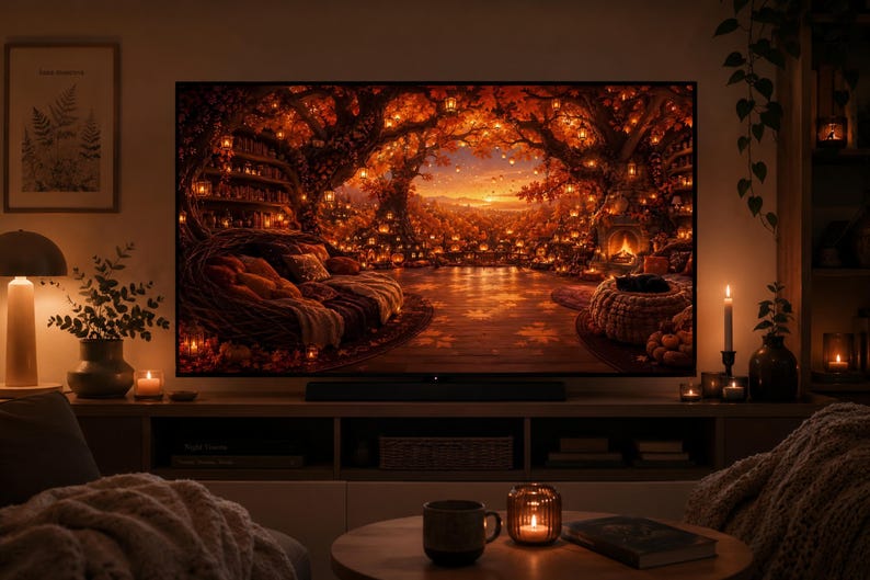 Whimsical Fall Treehouse Animated Background | Cozy Autumn Desktop Live