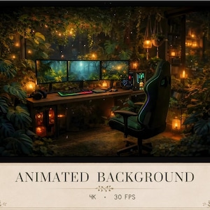Animowane tło: Przytulny leśny pokój gier – Enchanted Seamless Loop na PC | Nakładka Twitch i tło do transmisji strumieniowej