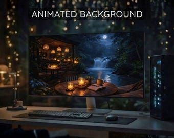 Forest Night Sanctuary Live Wallpaper – Gezellige geanimeerde desktopachtergrond, nachtelijke natuur sfeer (MP4)