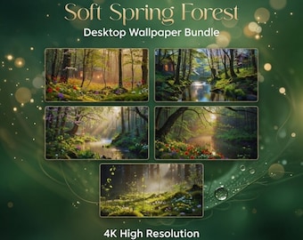 Bundel Soft Spring Forest 4K-bureaubladachtergronden – gezellige natuurachtergronden en digitale print