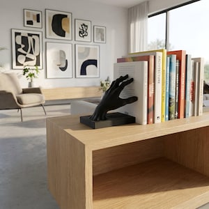 hand bookend, unique book holder
