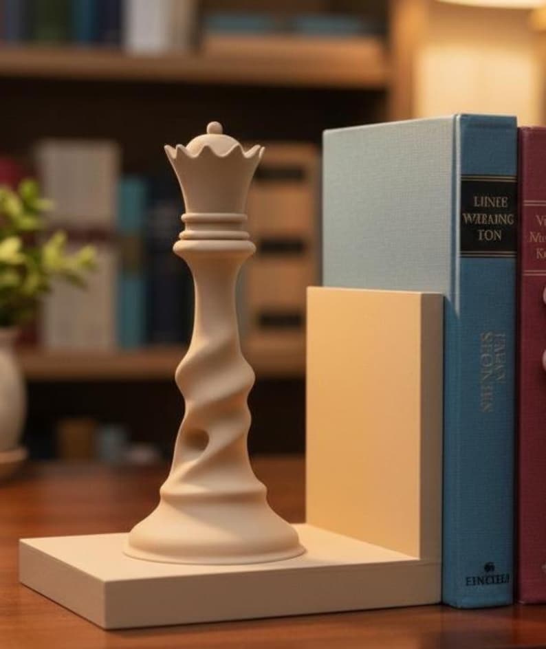 JUMBO Queen Chess Book Holder Inspired by Salvador Dali - 3D Printed Chess Players Gift image 1
