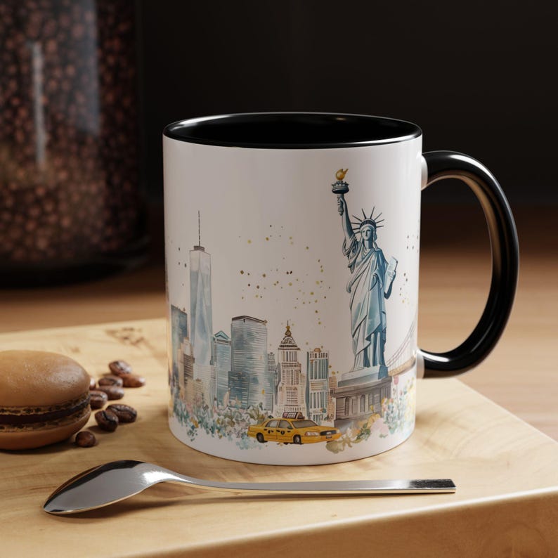 New York City Watercolor Mug, Statue of Liberty Souvenir Coffee Cup image 16