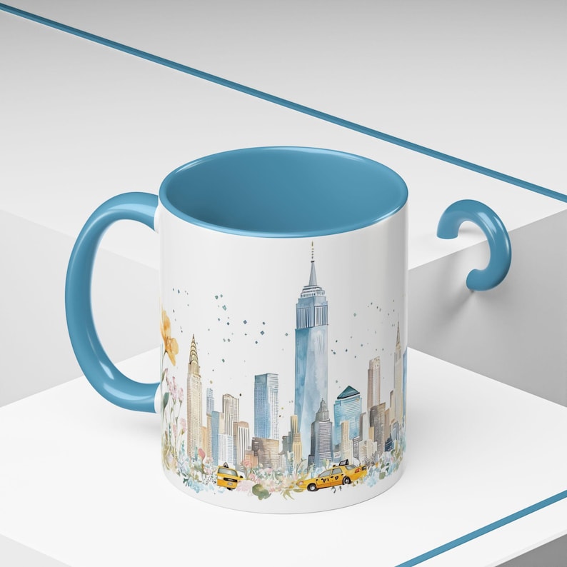 New York City Watercolor Mug, Statue of Liberty Souvenir Coffee Cup image 20