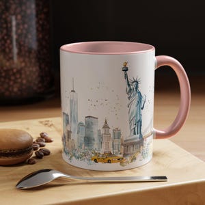 New York City Watercolor Mug, Statue of Liberty Souvenir Coffee Cup image 2
