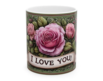 I love you rose Mug | Ceramic coffee cup