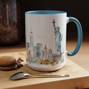 New York City Watercolor Mug, Statue of Liberty Souvenir Coffee Cup image 19