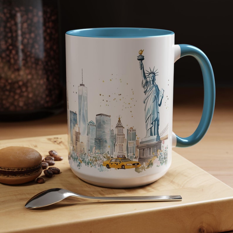 New York City Watercolor Mug, Statue of Liberty Souvenir Coffee Cup image 19