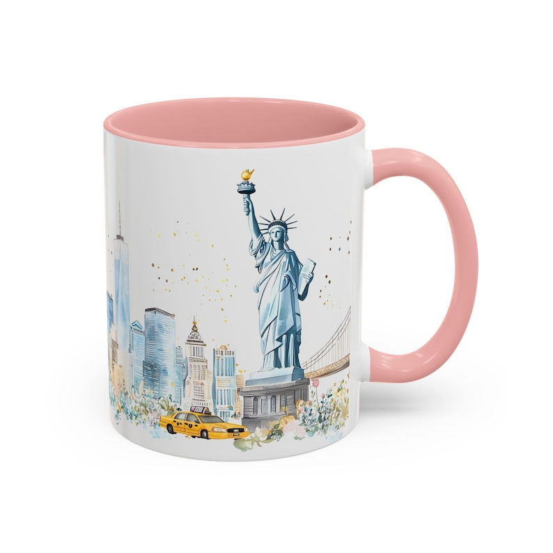 New York City Watercolor Mug, Statue of Liberty Souvenir Coffee Cup image 4