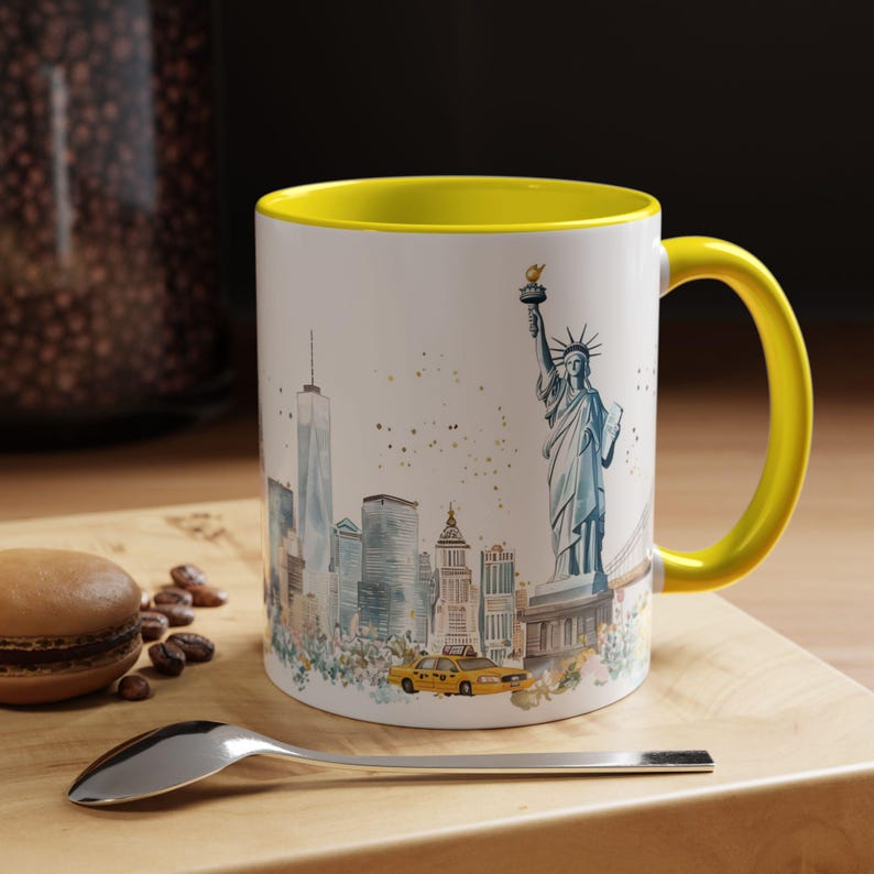 New York City Watercolor Mug, Statue of Liberty Souvenir Coffee Cup image 10