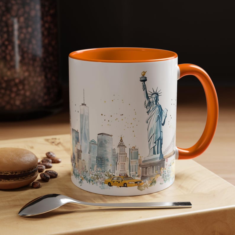 New York City Watercolor Mug, Statue of Liberty Souvenir Coffee Cup image 12
