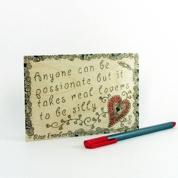 Wood Postcard - Wood Pyrography - Love Quote