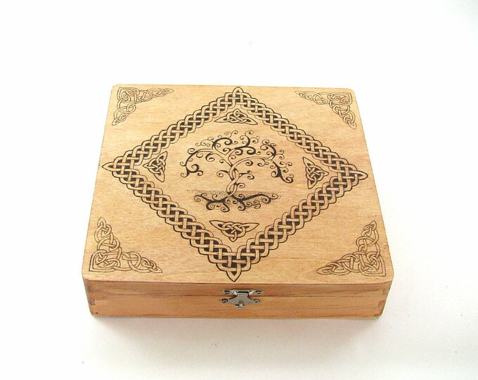 Celtic Jewelry Box Wood Pyrography Celtic Tree of Life Etsy