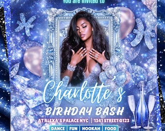 Volante de cumpleaños de Piscis, volante de cumpleaños de discoteca Piscis, volante de invitación, volante de cumpleaños, volante de fiesta de Piscis, volante de cumpleaños, plantilla de Canva