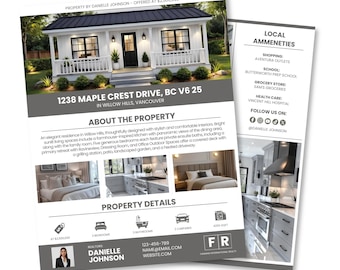 Flyersjabloon voor onroerend goed, aanbiedingsflyer, flyer voor open huis, flyer voor nieuw aangeboden woning, flyer voor luxe woning, marketing voor onroerend goed, bewerkbaar Canva-bestand