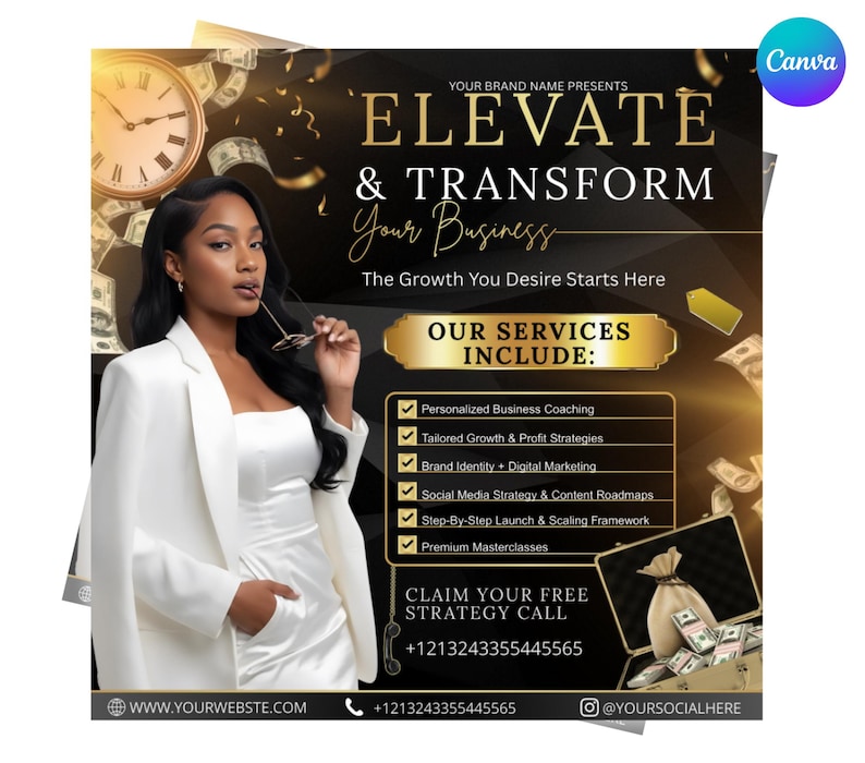 Business Coach Flyer, DIY Business Coaching Flyer Template, Editable ...