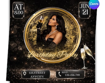 Plantilla All Black Black Affair, elegante invitación a fiesta negra, volante para fiesta de Black Friday, sábado, domingo y jueves, descarga digital personalizada