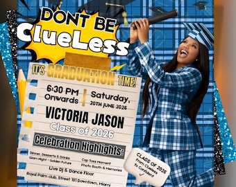 Folleto de graduación, No seas tonto, Folleto de reserva de graduación, Clase de 2026, Folleto de anuncio de graduación de último año, Folleto de fiesta de graduación de Clueless