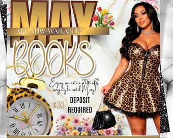 Folleto de reservas de mayo, Folleto de reservas del Día de la Madre, Reservas de mayo abiertas, Folleto de citas de mayo, Trenzas para el cabello, Pelucas, Pestañas, Folleto de uñas de mayo, Editable