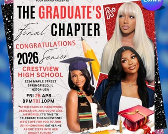 Folleto de graduación, folleto de invitación, folleto de fiesta de graduación, folleto de la promoción de 2026, graduación, anuncio, folleto prediseñado, anuncio de graduación de último año