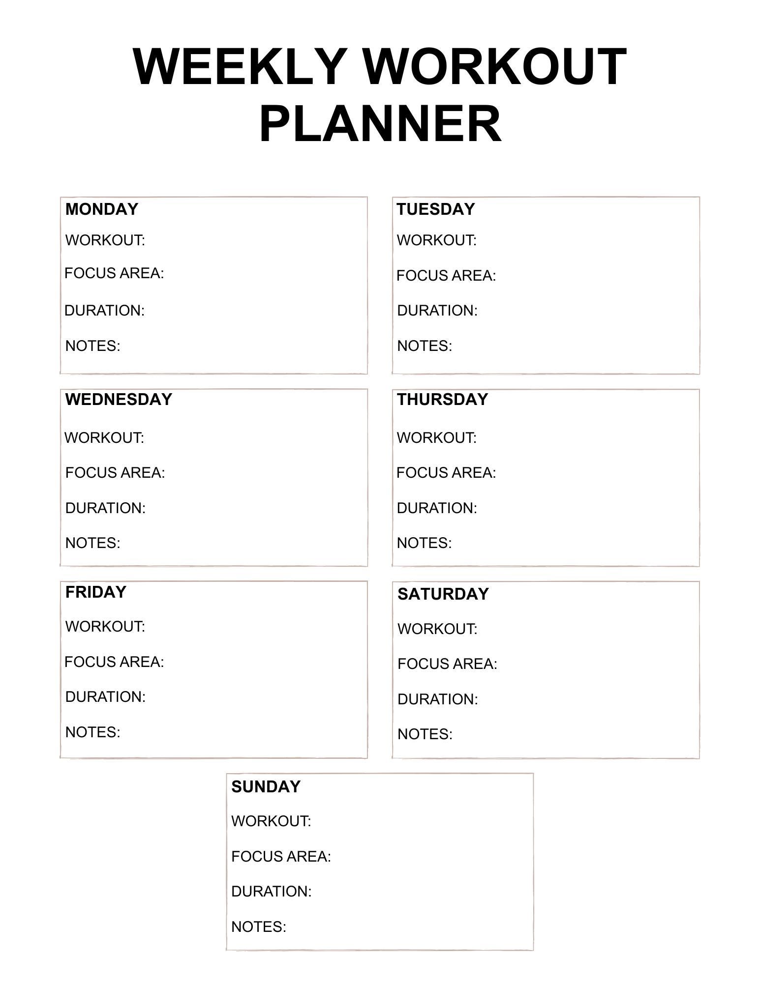 Weekly Workout Planner Printable | Fitness Tracker PDF | Gym & Home ...
