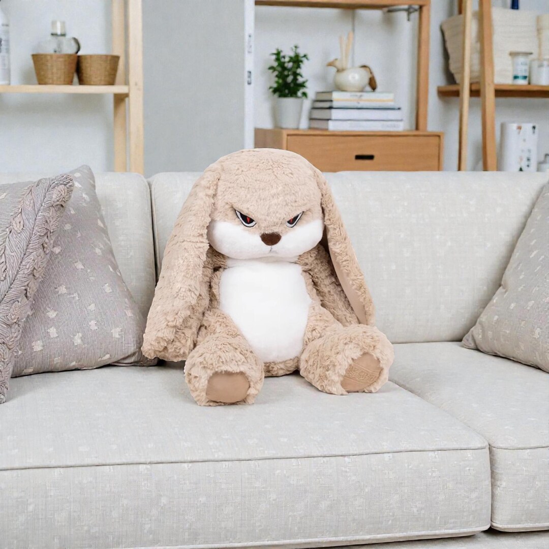 Grumpy Bunny Plush Toy Soft Stuffed Rabbit Pillow Easter Gift Spring ...