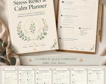 Stressverlichtings- en rustplanner, 30-daagse printbare stress-tracker (pdf)