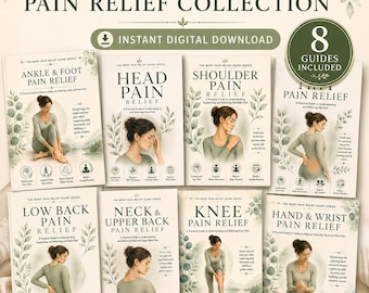 Complete collectie van 8 handleidingen voor pijnverlichting in het lichaam, printbare wellnessgids (digitale download)