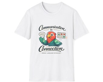 Communicatie is verbinding Papegaai T-shirt | AAC Logopedie T-shirt