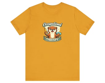 T-shirt met otterprint voor ergotherapie | Speelse illustratie van een therapeut, ademend katoenen T-shirt