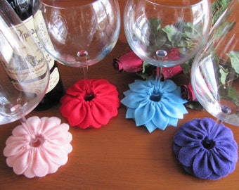 Wine Glass Slipper Pattern, Stemware Coaster Pattern, Felt Flower Wine Glass Coaster Tutorial, Stemware Slipper Tutorial, Wine Charm Pattern