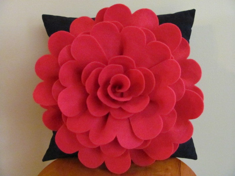 Felt Flower Pillow Pattern DAISY ROSE Felt Flower Throw Pillow Cover